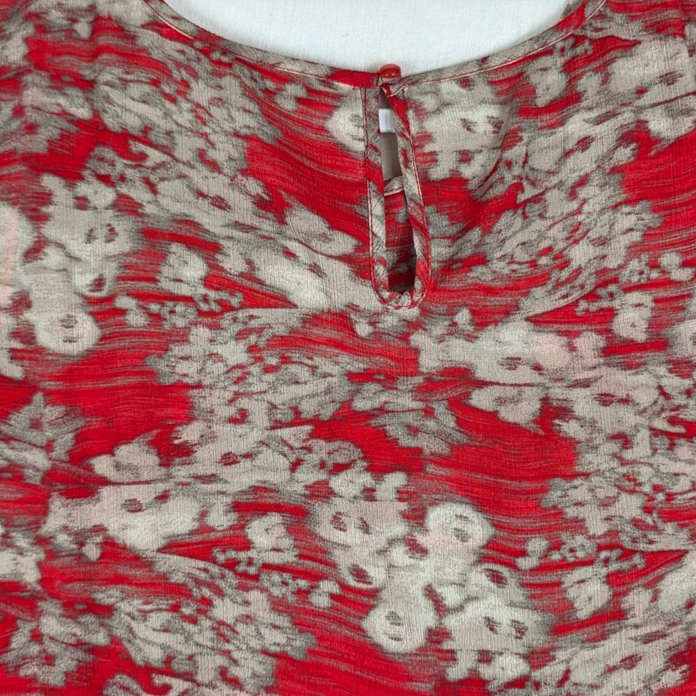 Juicy Couture Tank Top Womens XL Red Floral Rhinestone Y2K Cottagecore Boho - Picture 7 of 8